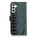 Custodia in Pelle a Portafoglio Serie Crocodile con RFID per Samsung Galaxy S26 FE - Verde