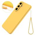 Custodia in silicone liquido con cinghia a mano per Samsung Galaxy S26 FE - Gialla