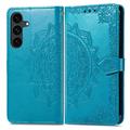 Custodia a portafoglio Mandala per Samsung Galaxy S26 FE con cinturino da polso - Blu