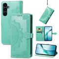 Custodia a portafoglio Mandala per Samsung Galaxy S26 FE con cinturino da polso - Verde menta