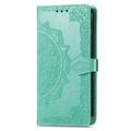 Custodia a portafoglio Mandala per Samsung Galaxy S26 FE con cinturino da polso - Verde menta