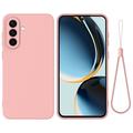 Custodia in silicone liquido con cinghia a mano per Samsung Galaxy S26 - Rosa