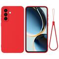 Custodia in silicone liquido con cinghia a mano per Samsung Galaxy S26 - Rossa