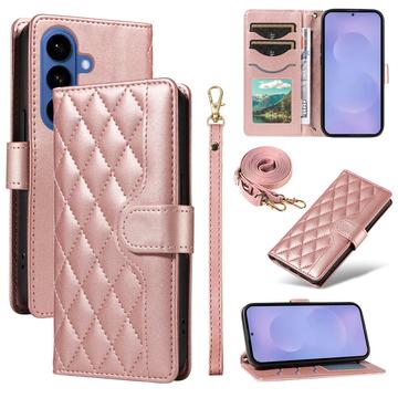 Custodia a portafoglio trapuntata lusso per Samsung Galaxy S26/S26 Pro - Oro rosa