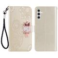 Samsung Galaxy S26 Custodia portafoglio con strass gufo - Oro