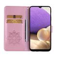 Samsung Galaxy S26 Custodia portafoglio con strass gufo - Oro rosa