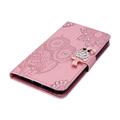Samsung Galaxy S26 Custodia portafoglio con strass gufo - Oro rosa