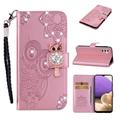 Samsung Galaxy S26 Custodia portafoglio con strass gufo - Oro rosa
