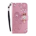 Samsung Galaxy S26 Custodia portafoglio con strass gufo - Oro rosa