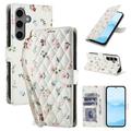Custodia a portafoglio floreale rombica per Samsung Galaxy S26 Pro - Rose