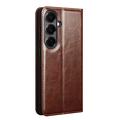 Custodia in pelle a portafoglio Samsung Galaxy S26 Qialino Classic - Marrone Scuro