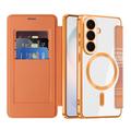 Custodia a libro magnetica elegante per Samsung Galaxy S26 con scomparti per carte RFID - Arancione