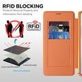Custodia a libro magnetica elegante per Samsung Galaxy S26 con scomparti per carte RFID - Arancione