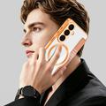 Custodia a libro magnetica elegante per Samsung Galaxy S26 con scomparti per carte RFID - Arancione