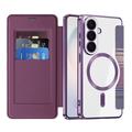 Custodia a libro magnetica elegante per Samsung Galaxy S26 con scomparti per carte RFID - Viola