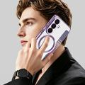 Custodia a libro magnetica elegante per Samsung Galaxy S26 con scomparti per carte RFID - Viola