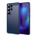 Custodia in TPU spazzolato per Samsung Galaxy S26 Ultra - Fibra di Carbonio - Blu