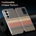 Custodia a libro Smart View per Samsung Galaxy S26 Ultra con motivo a scacchi e scomparto per carte - Marrone