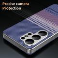 Custodia a libro Smart View con motivo a scacchi e scomparto per carte per Samsung Galaxy S26 Ultra - Viola