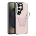 Custodia Samsung Galaxy S26 Ultra Dux Ducis Luvy con anello per le dita e cinturino per la mano - Rosa chiaro / Farfalla