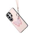 Custodia Samsung Galaxy S26 Ultra Dux Ducis Luvy con anello per le dita e cinturino per la mano - Rosa chiaro / Farfalla