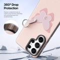Custodia Samsung Galaxy S26 Ultra Dux Ducis Luvy con anello per le dita e cinturino per la mano - Rosa chiaro / Farfalla