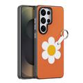 Custodia per Samsung Galaxy S26 Ultra Dux Ducis Luvy con anello per le dita e cinturino per la mano - Arancione / Margherita