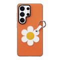 Custodia per Samsung Galaxy S26 Ultra Dux Ducis Luvy con anello per le dita e cinturino per la mano - Arancione / Margherita
