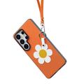 Custodia per Samsung Galaxy S26 Ultra Dux Ducis Luvy con anello per le dita e cinturino per la mano - Arancione / Margherita