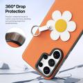 Custodia per Samsung Galaxy S26 Ultra Dux Ducis Luvy con anello per le dita e cinturino per la mano - Arancione / Margherita