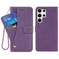 Samsung Galaxy S26 Ultra Elegante custodia a portafoglio retrò con portacarte rotante - Viola