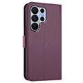 Custodia a portafoglio Samsung Galaxy S26 Ultra con cuori e fiori - Viola scuro