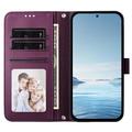 Custodia a portafoglio Samsung Galaxy S26 Ultra con cuori e fiori - Viola scuro