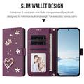 Custodia a portafoglio Samsung Galaxy S26 Ultra con cuori e fiori - Viola scuro