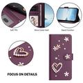 Custodia a portafoglio Samsung Galaxy S26 Ultra con cuori e fiori - Viola scuro