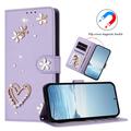 Custodia a portafoglio Samsung Galaxy S26 Ultra con cuori e fiori - Viola chiaro