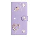 Custodia a portafoglio Samsung Galaxy S26 Ultra con cuori e fiori - Viola chiaro