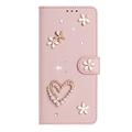 Custodia a portafoglio Samsung Galaxy S26 Ultra con cuori e fiori - Rosa