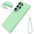 Custodia in silicone liquido con cinghia a mano per Samsung Galaxy S26 Ultra - Verde