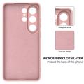 Custodia in silicone liquido con cinghia a mano per Samsung Galaxy S26 Ultra - Rosa