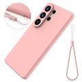 Custodia in silicone liquido con cinghia a mano per Samsung Galaxy S26 Ultra - Rosa