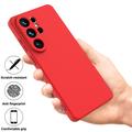 Custodia in silicone liquido con cinghia a mano per Samsung Galaxy S26 Ultra - Rossa