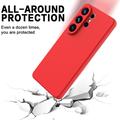 Custodia in silicone liquido con cinghia a mano per Samsung Galaxy S26 Ultra - Rossa