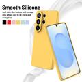 Custodia in silicone liquido con cinghia a mano per Samsung Galaxy S26 Ultra - Gialla