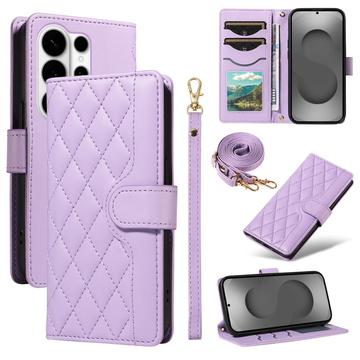 Custodia a portafoglio trapuntata lusso per Samsung Galaxy S26 Ultra - Viola