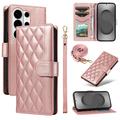 Custodia a portafoglio trapuntata lusso per Samsung Galaxy S26 Ultra - Oro rosa