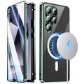 Custodia magnetica Samsung Galaxy S26 Ultra con protezione dello schermo in vetro temperato - compatibile con MagSafe - verde