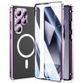 Custodia magnetica Samsung Galaxy S26 Ultra con protezione dello schermo in vetro temperato - Compatibile con MagSafe - Viola