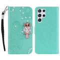 Samsung Galaxy S26 Ultra Custodia portafoglio con strass gufo