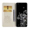 Samsung Galaxy S26 Ultra Custodia portafoglio con strass gufo - Oro
